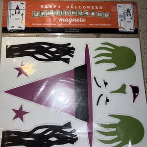 Happy Halloween Refrigerator Magnets Witch Hat Broom Hands Bat Shoes Belt Stars